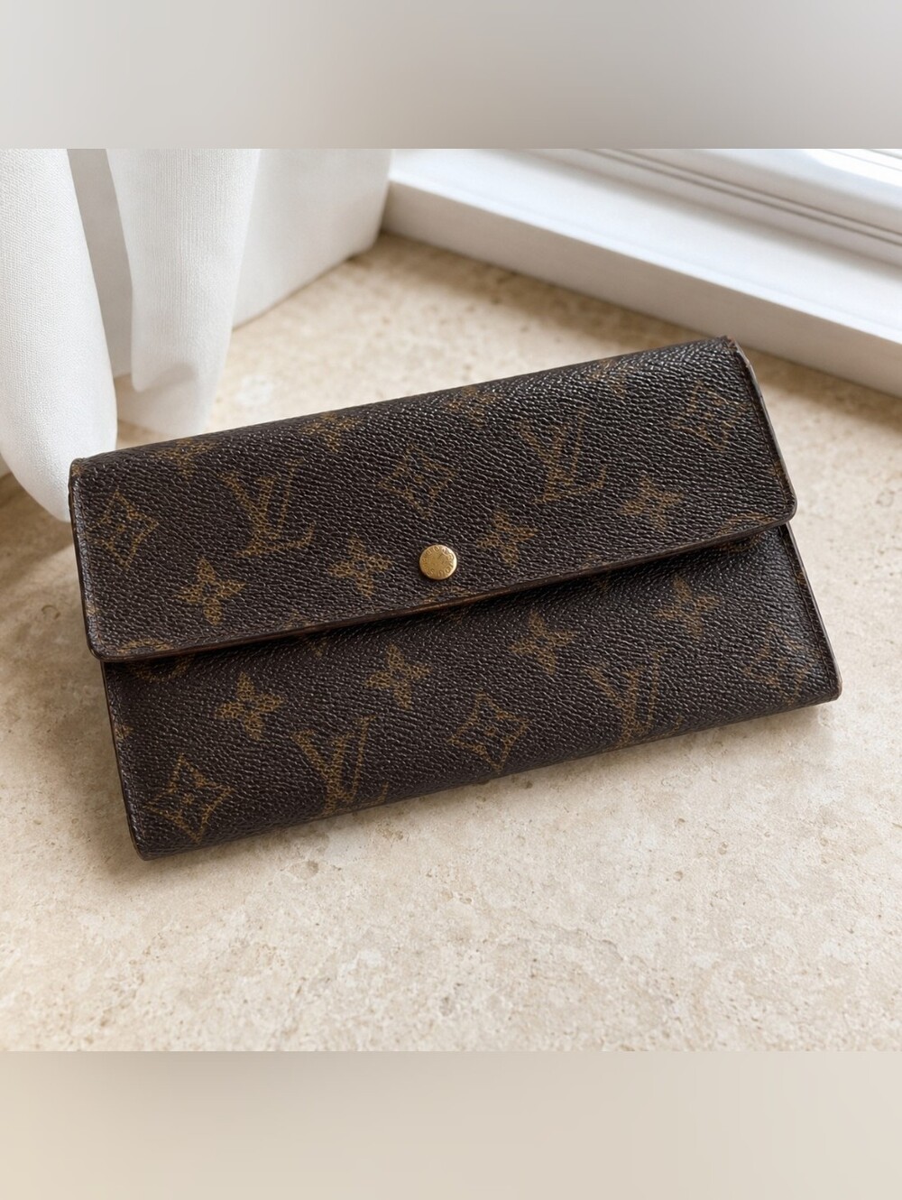 Authentic Vintage Louis Vuitton Monogram Porte-Monnaie Sarah Long Wallet TH0070